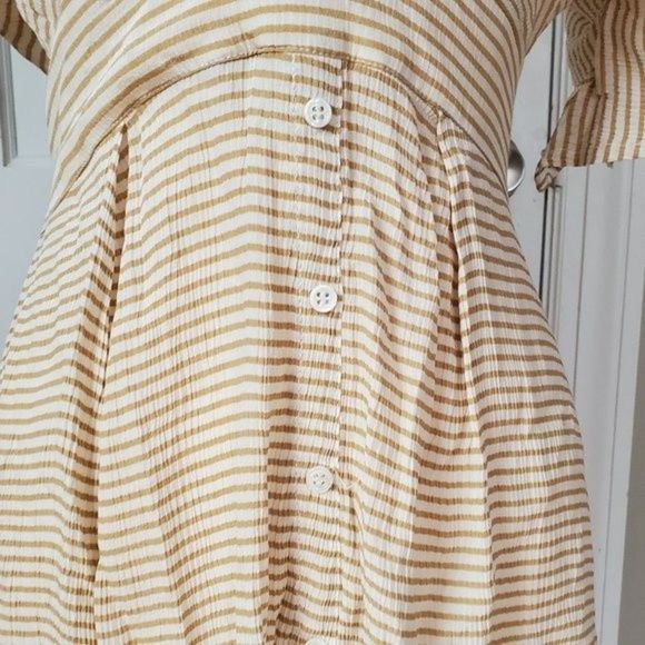 Faithfull the Brand Cream and Tan Striped Midi Dress - Picture 5 of 13